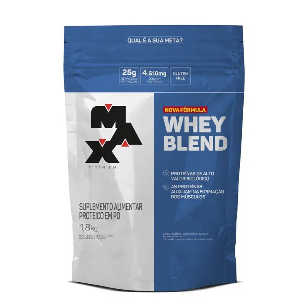 Whey Blend 1,8Kg Refil Nova Fórmula - Max Titanium Morango