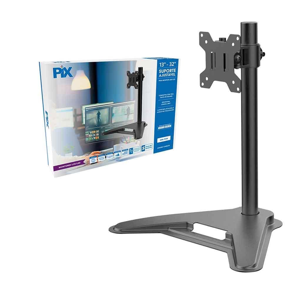 Suporte Monitor Ajustável 13"a 32" Com Base Para Monitor - Preto - Marca PIX