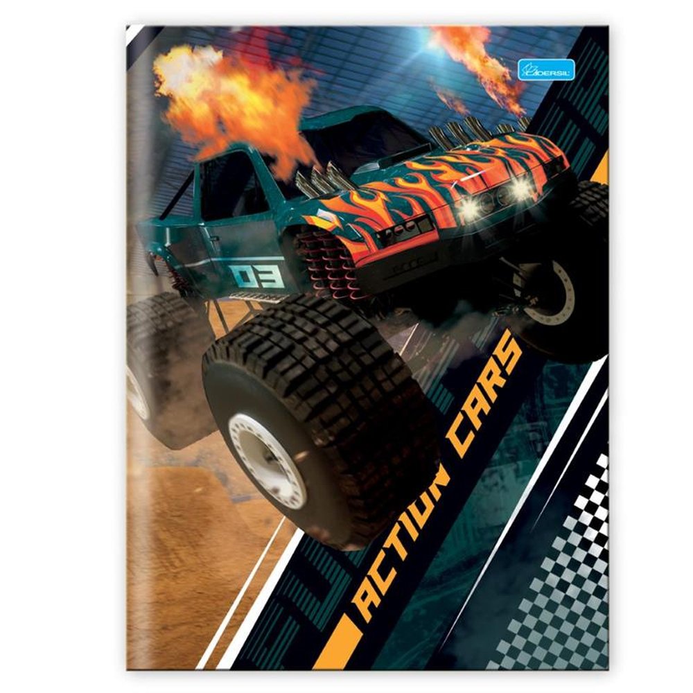 Caderno Capa Dura Brochura Universitario Action Cars 80Fls Cadersil