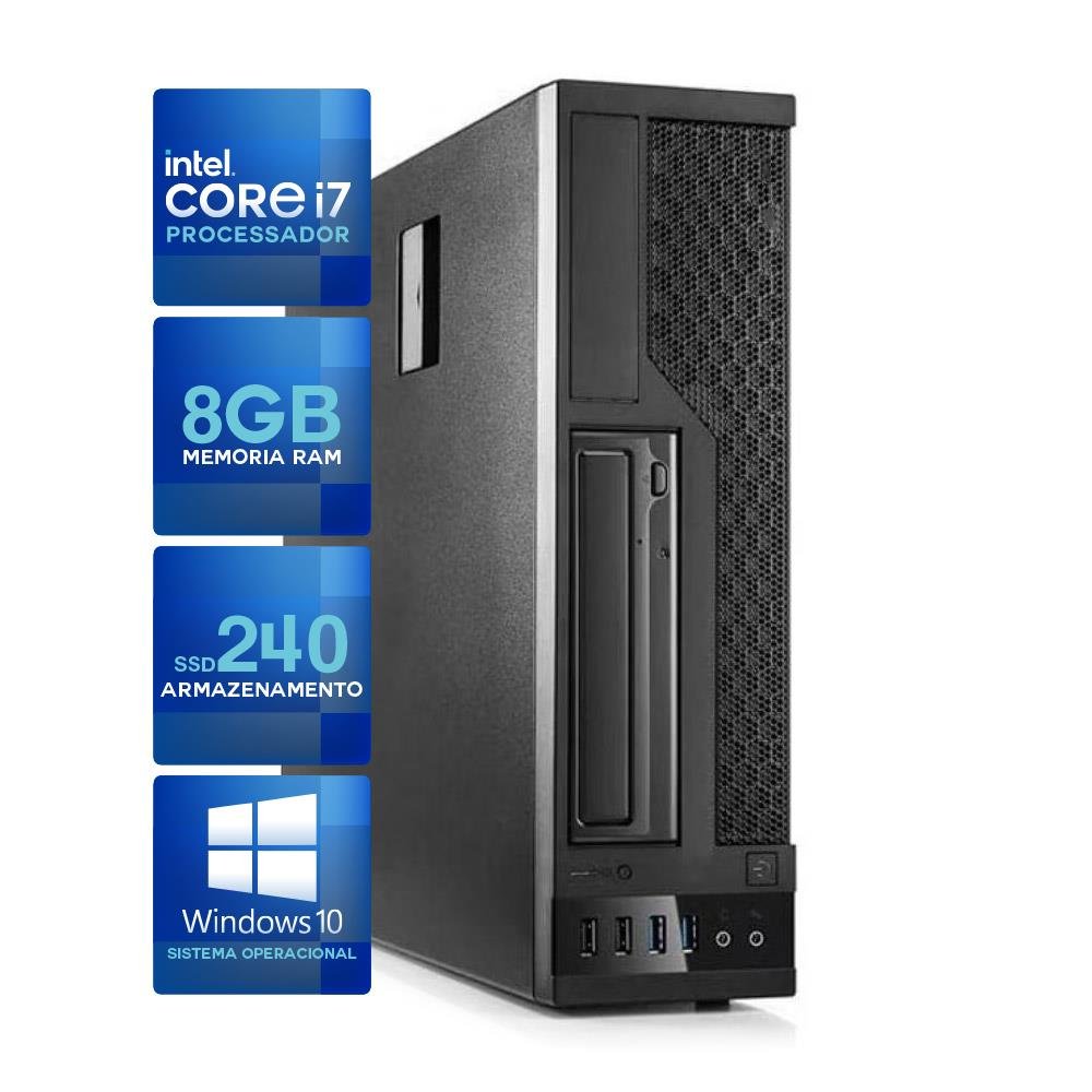 Computador Intel Core i7 Memória 8Gb Armazenamento Ssd 240Gb Windows 10 - Gabinete Slim Ssf
