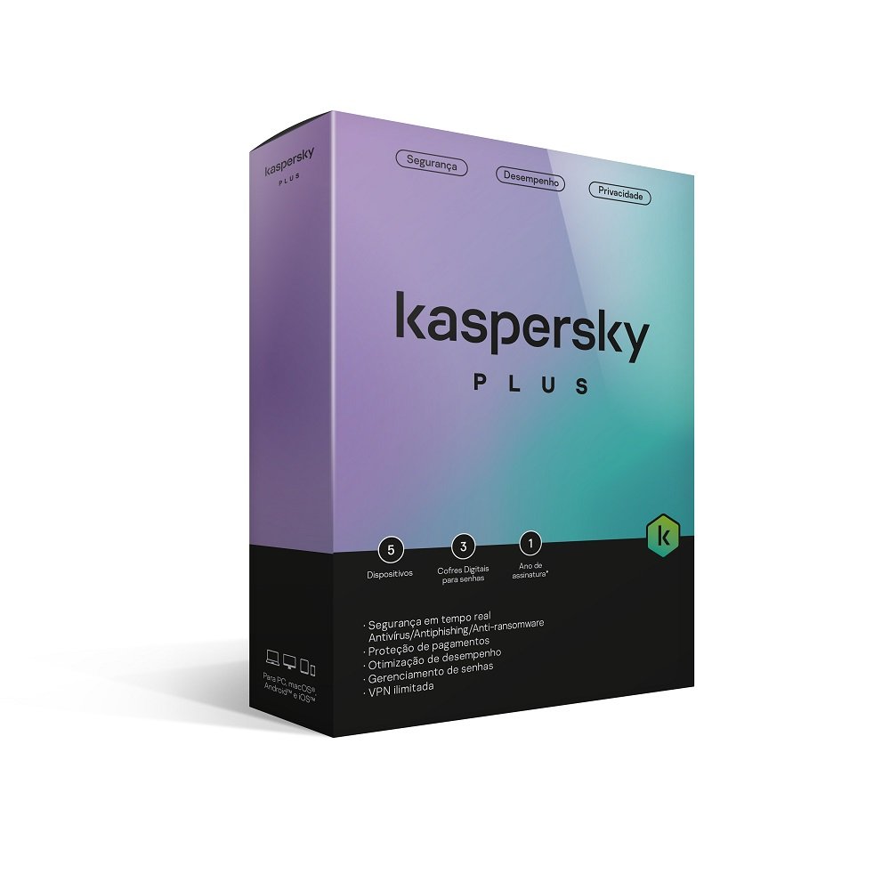 Antivirus Kaspersky Plus 5 Dispositivos, 1 Ano