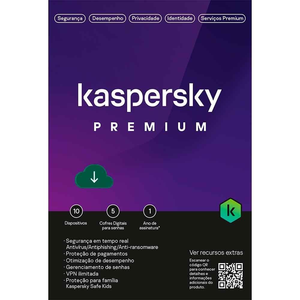 Licenca Kaspersky Premium - 10 Dispositivos - 5 Contas