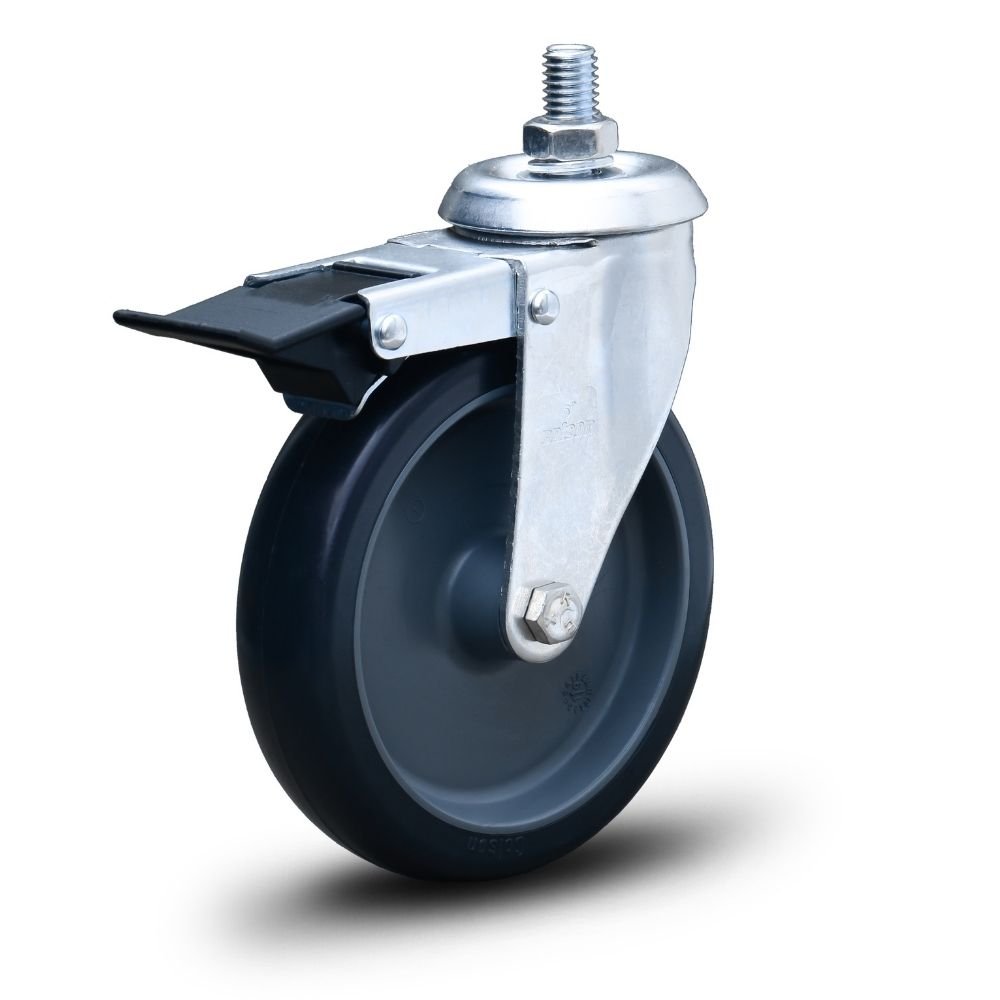 Roda Rodinha Giratória Pino Rosca com freio PVC 150mm 170kg