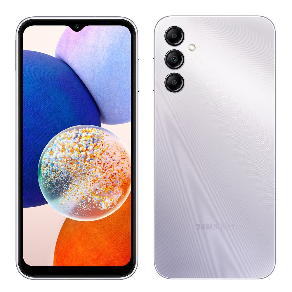 Smartphone Samsung Galaxy A14, Prata, Tela 6.6", 5G+WiFi, Câm.Traseira Tripla, Câm.Frontal 13MP, 4GB RAM, 64GB