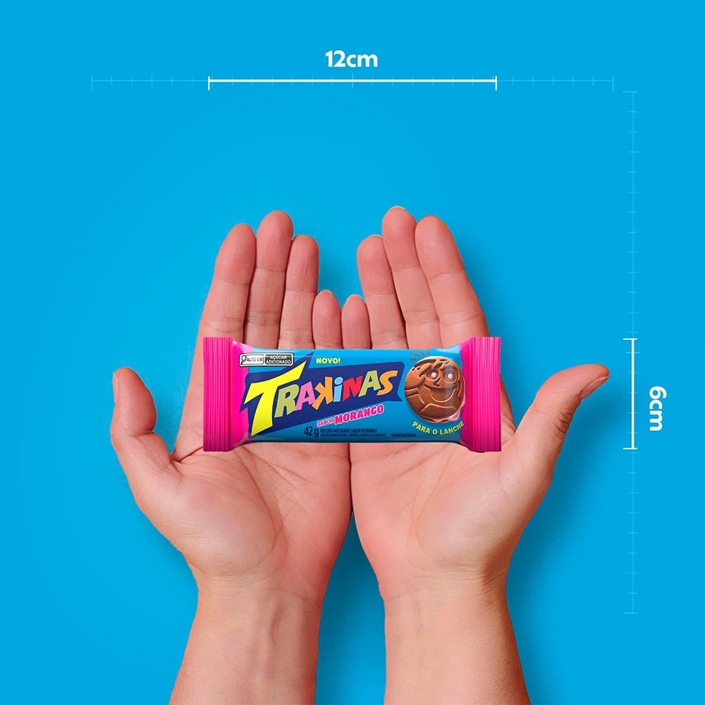 Biscoito Trakinas Morango 42G - Embalagem com 40 Unidades