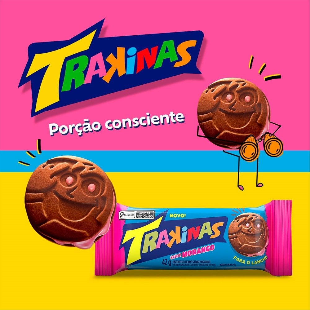 Biscoito Trakinas Morango 42G - Embalagem com 40 Unidades