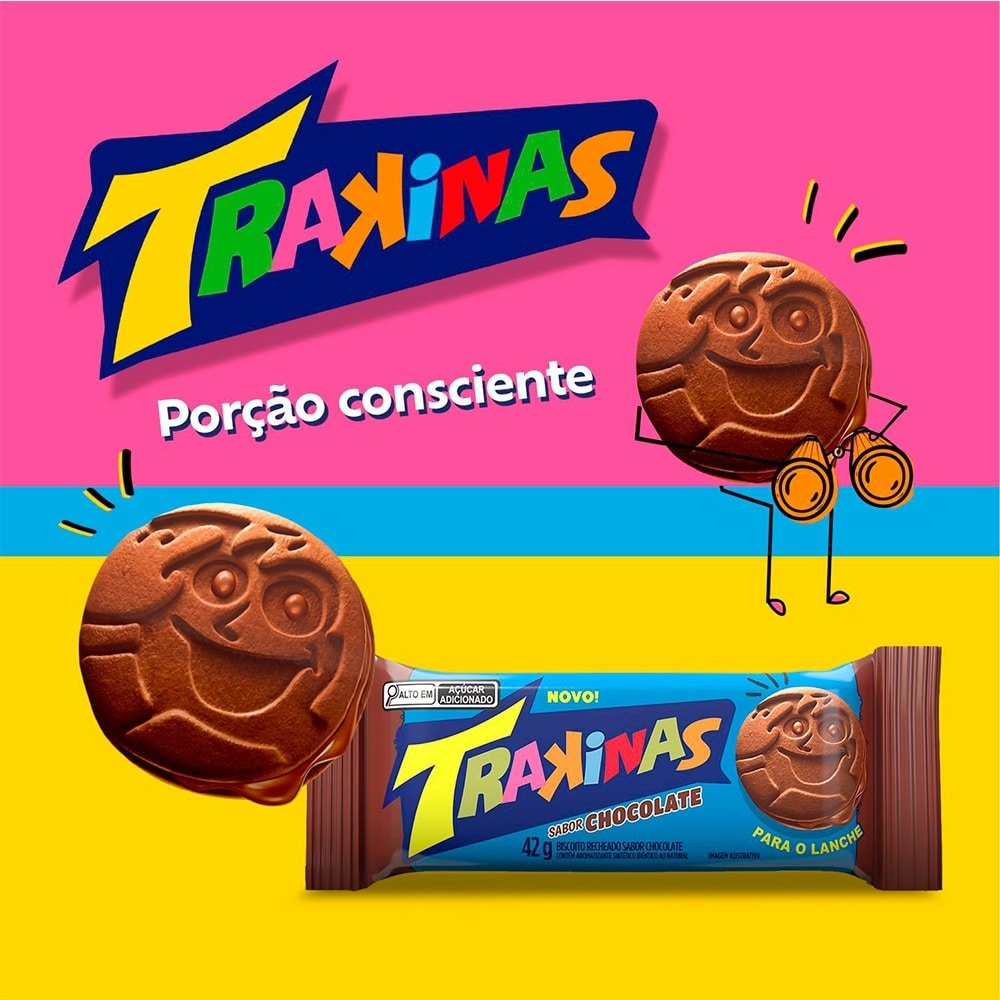 Biscoito Trakinas Chocolate 42G - Embalagem com 40 Unidade