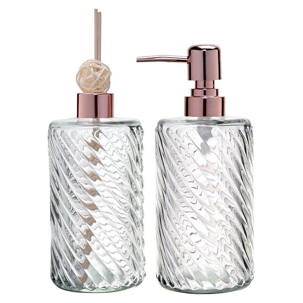 Jogo De Dispenser de Sabão Líquido 470ml e Difusor Aromático 470ml Espiral Mimo Style