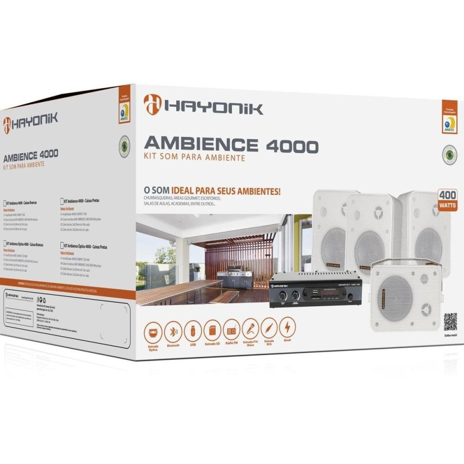Kit Som Ambiente Ambience 4000 OD V2 Branco Hayonik