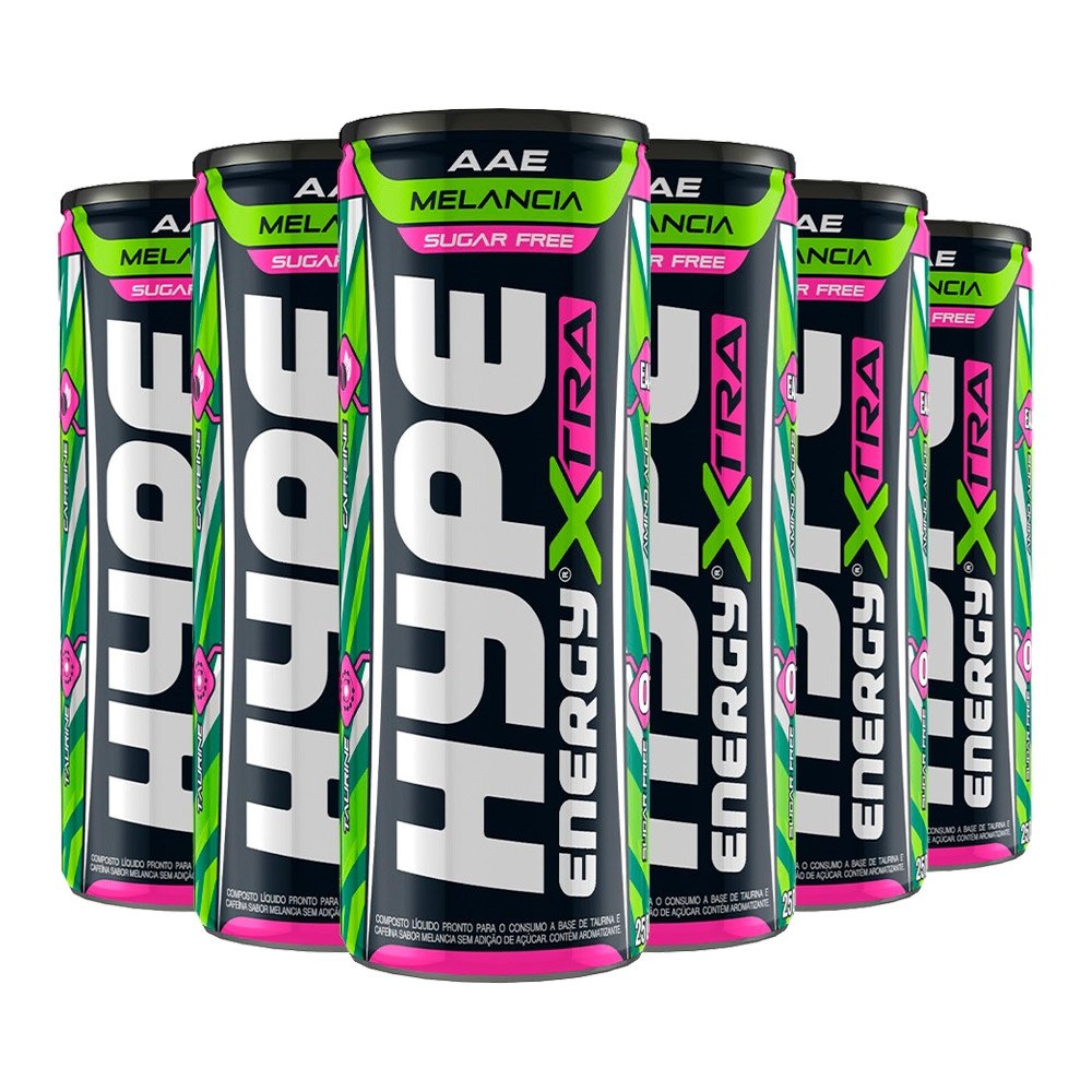 Energético Hype Melancia sem Açucar 250ml Kit com 6 Latas