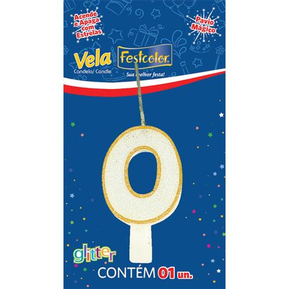 Vela Glitter Ouro N 0