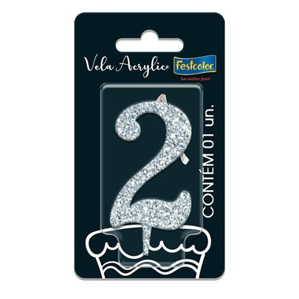 Vela Acrylic Glitter Prateada N 2