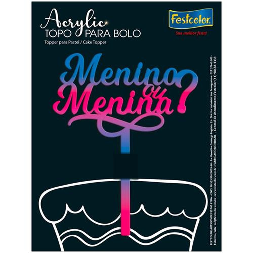 Topo Acrylic Menino Ou Menina Bicolor