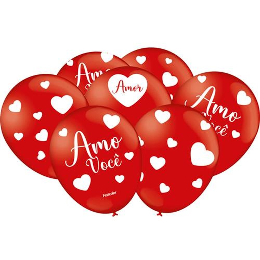 Balao Vermelho Amor - Embalagem com 25 unidades.