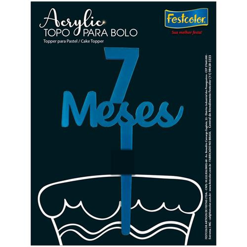 Topo Acrylic 7 Meses Azul Fosco