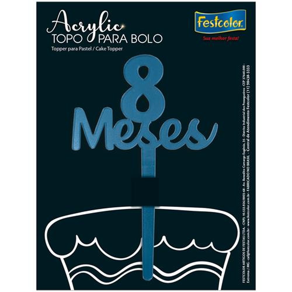 Topo Acrylic 8 Meses Azul Fosco