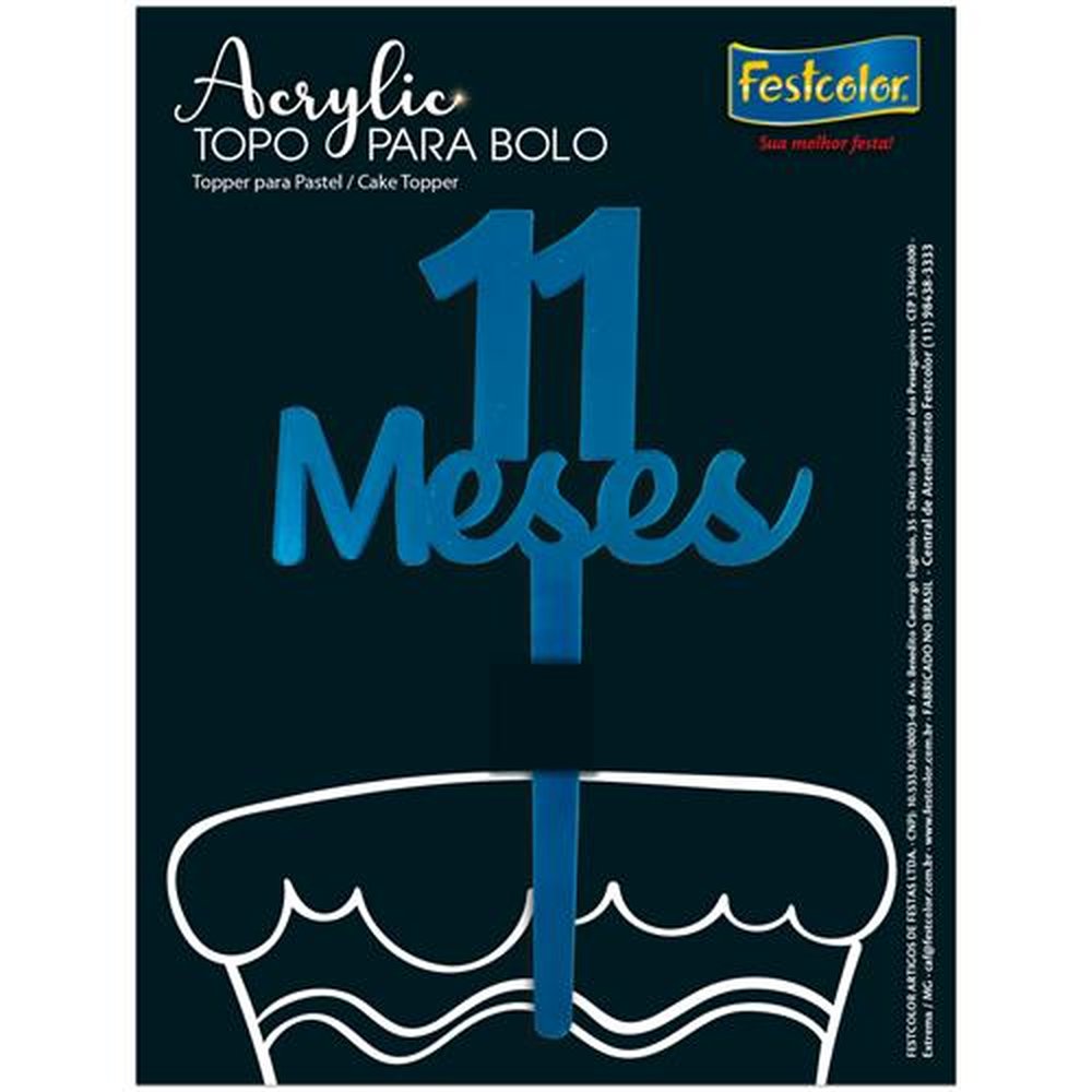 Topo Acrylic 11 Meses Azul Fosco