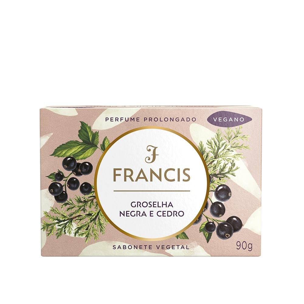 Sabonete Francis Luxo Preto (Groselha Negra e Cedro) 90g - Embalagem com 12 Unidades