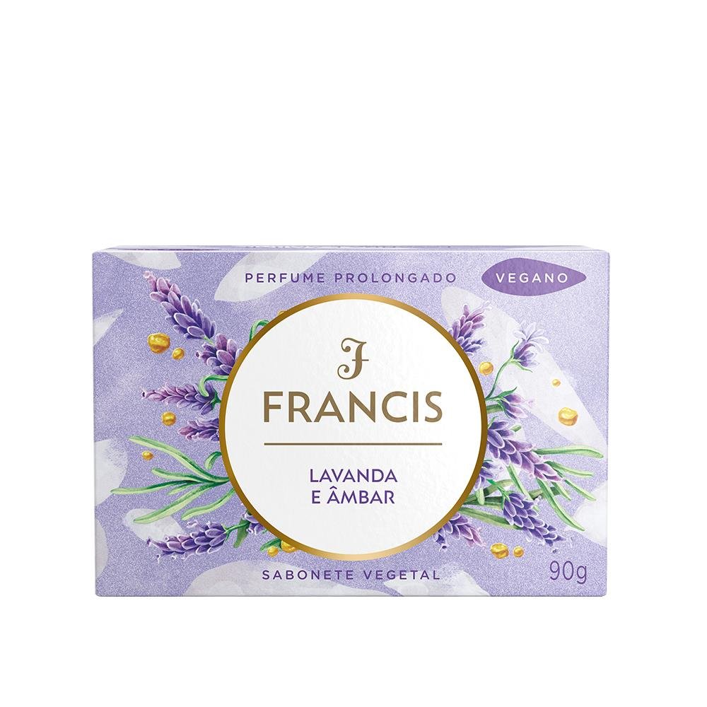Sabonete Francis Luxo Lilás (Lavanda e Âmbar) 90g - Embalagem com 12 Unidades