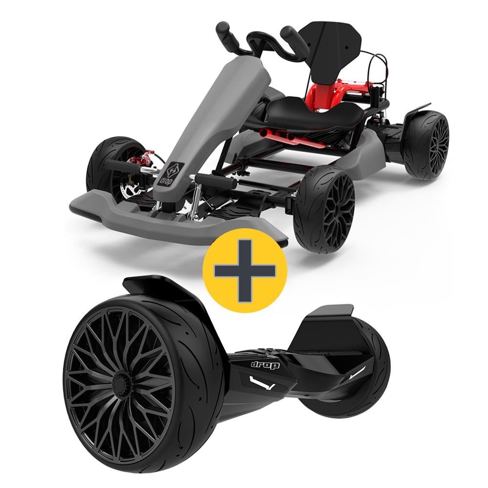 Hoverkart Pro Drop Cinza + Hoverboard Drop Pro Preto