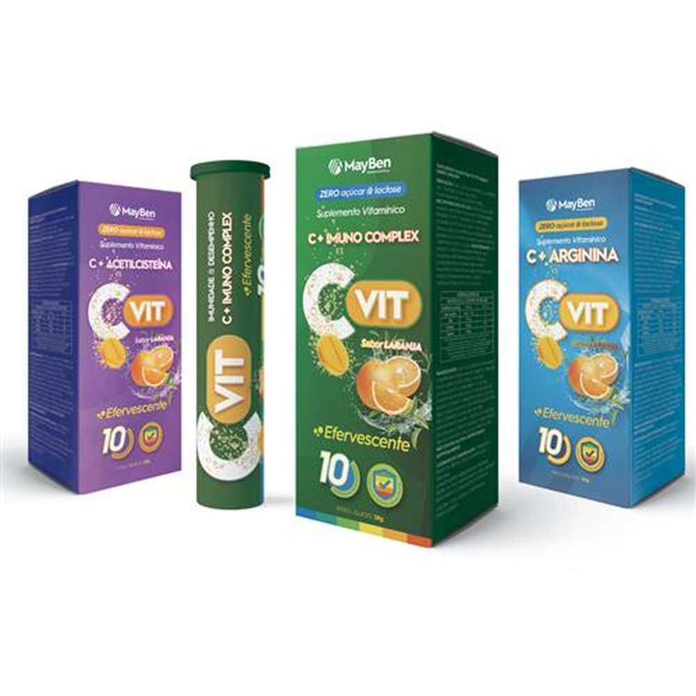Efervescente com 10 Capsulas Sabor Laranja Vitamina . C + Vitamina D + Complexo B Cvit + Imuno Complex Mayben