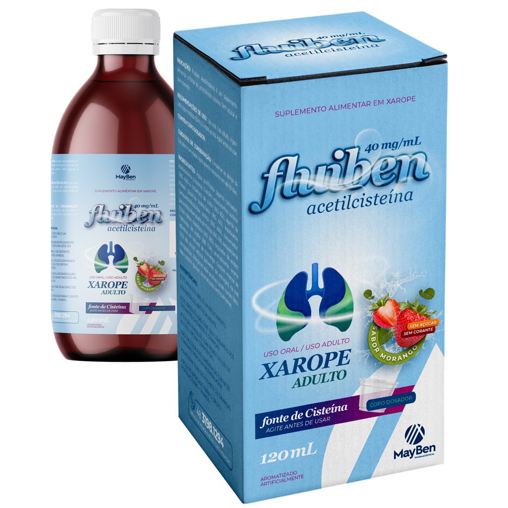 Xarope Adulto Fluiben 40ml com 120ml Acetilcisteina Mayben | Martins ...