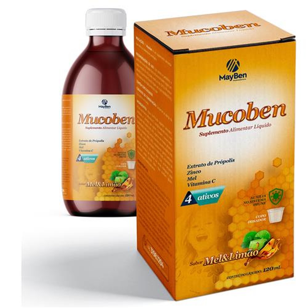 Xarope Sabor Mel e Limão Extrato de Própolis + Zinco + Mel + Vitamina C Mayben