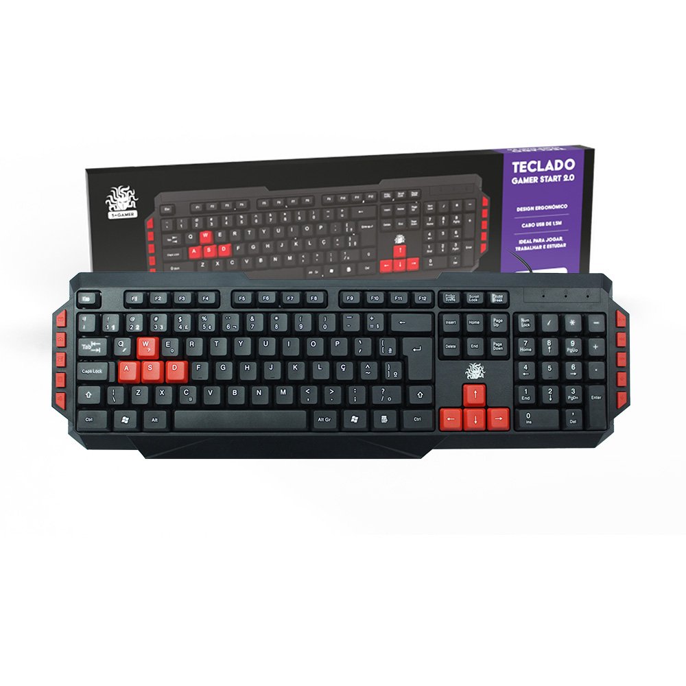 Teclado 5+ Gamer Start 2.0 - Preto Vermelho