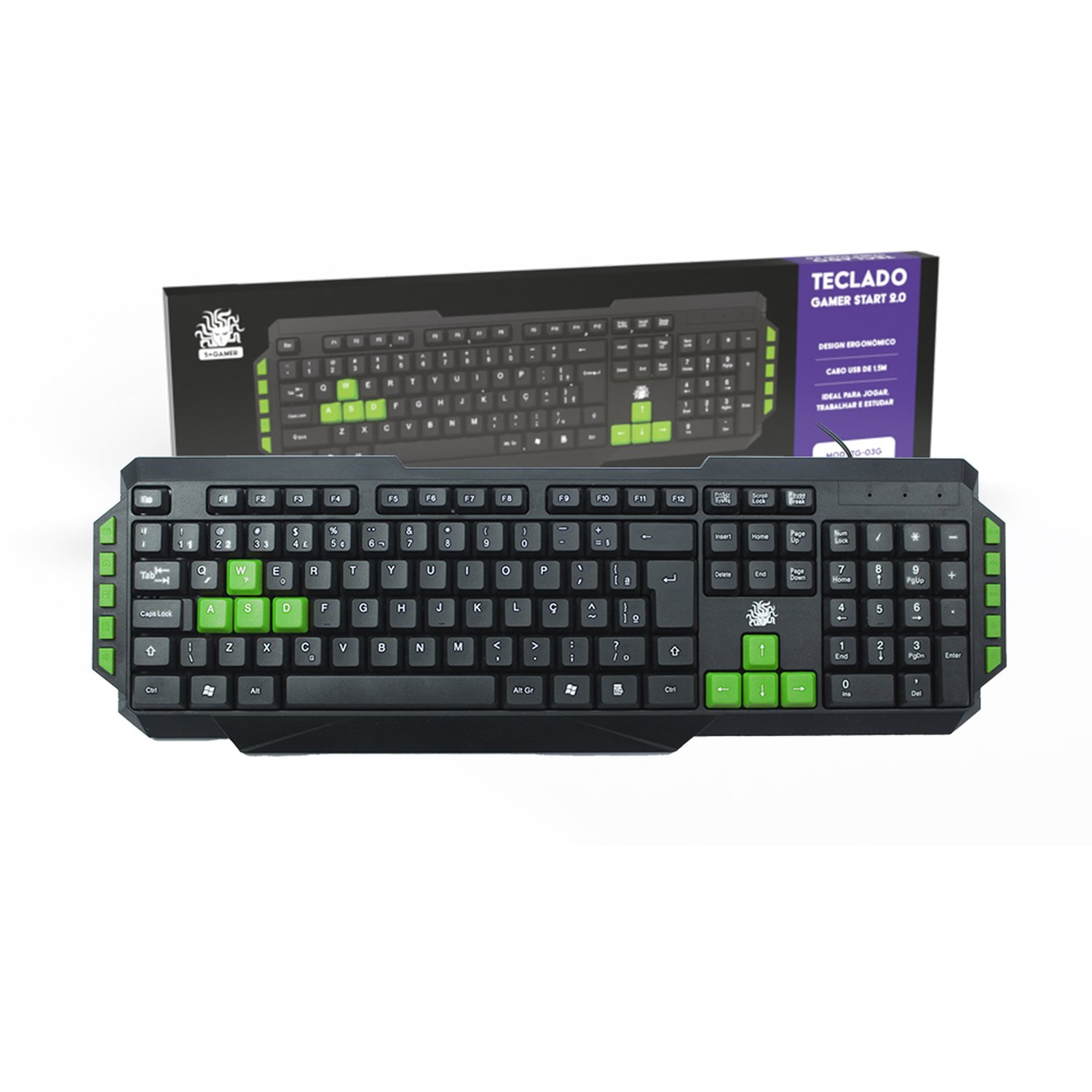 Teclado Gamer Start 2.0 Preto e Verde