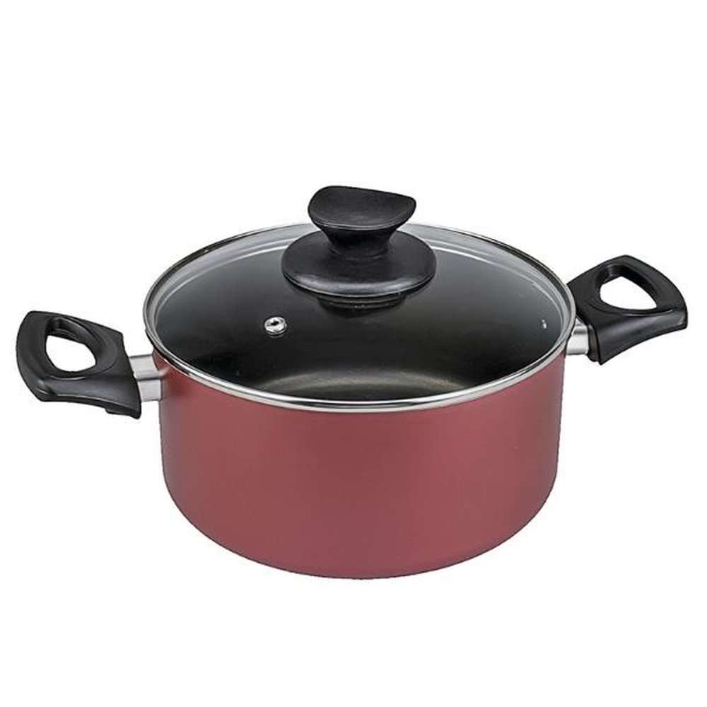 Caçarola Longa Vida Antiaderente Cereja 18cm Tampa Vidro (2 L)