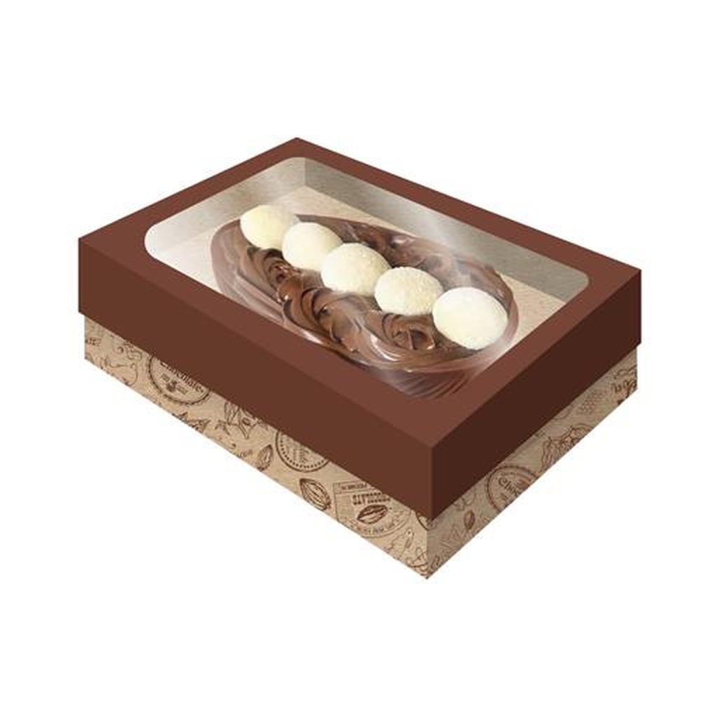 Caixa Ovo Tampa Com Visor G Kraft Cacau Estampa