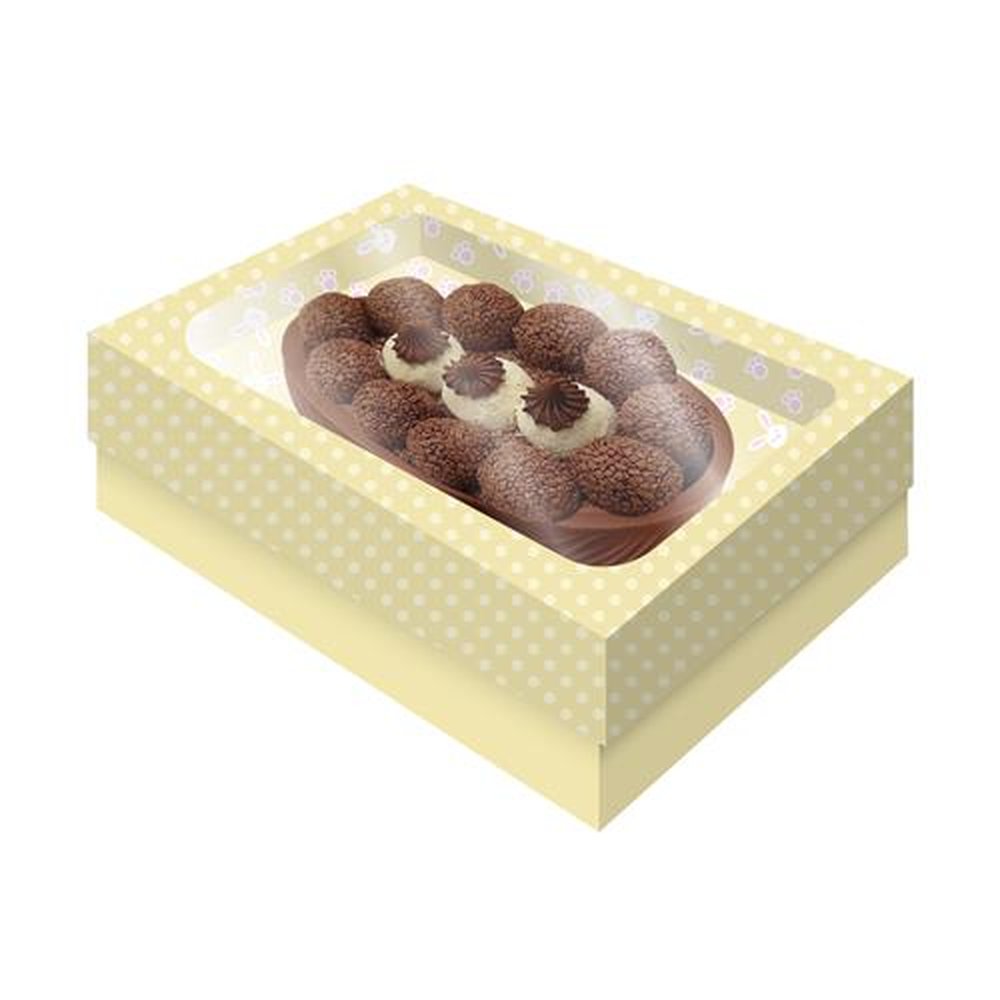 Caixa Ovo Tampa Com Visor P Petit Poa Amarelo