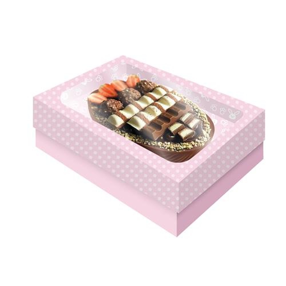 Caixa Ovo Tampa Com Visor M Petit Poa Rosa