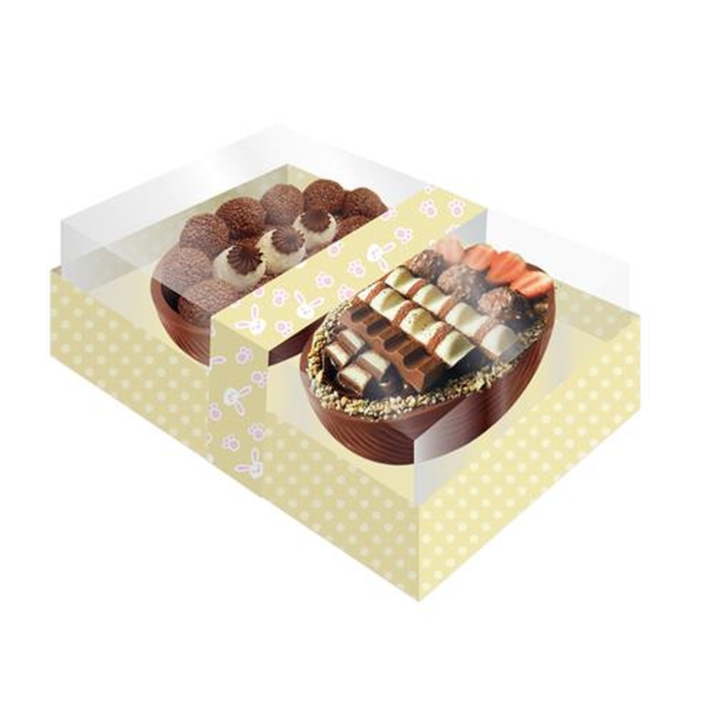 Caixa 2 Ovos Tampa Transparente M Petit Poa Amarelo