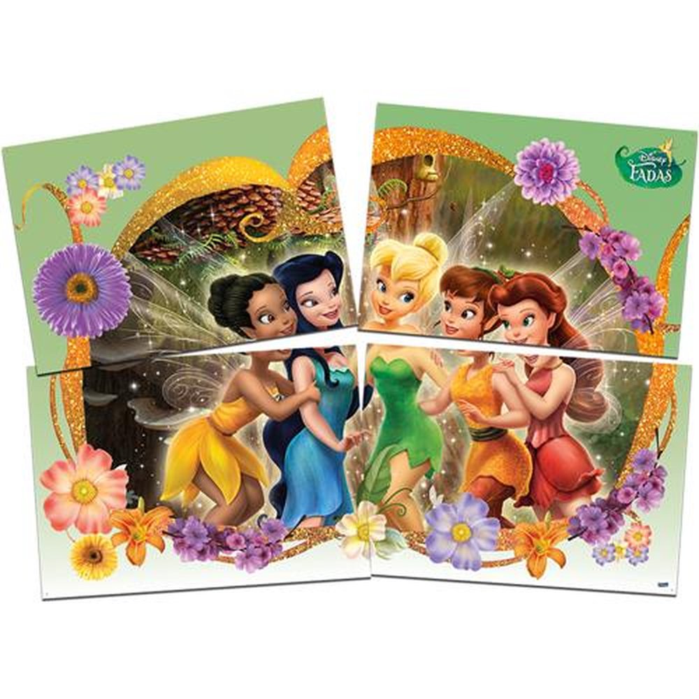 Painel 4 Laminas Fadas Disney