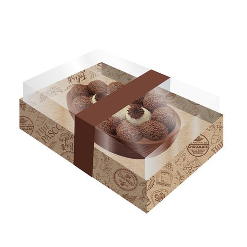 Caixa Ovo Tampa Transparente P Kraft Cacau
