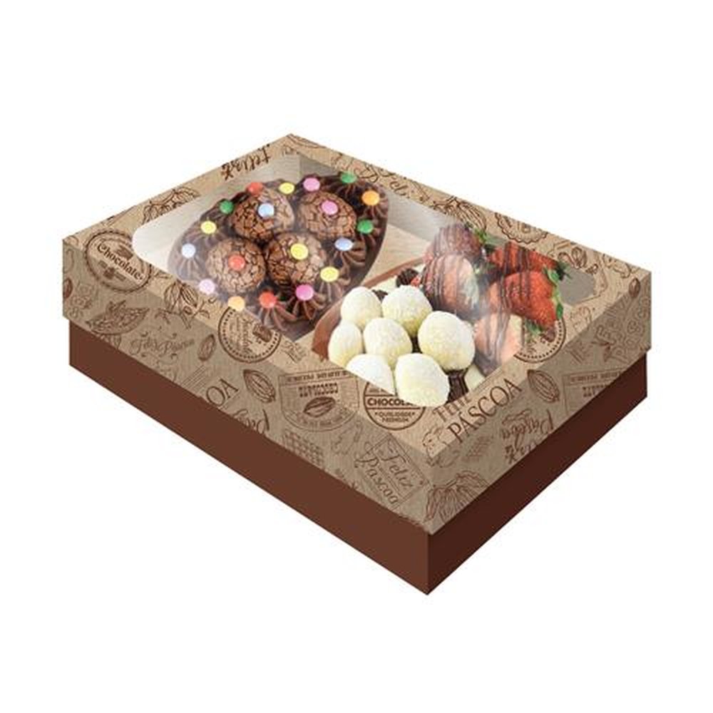 Caixa 2 Ovos Tampa Com Visor P Kraft Cacau Classica