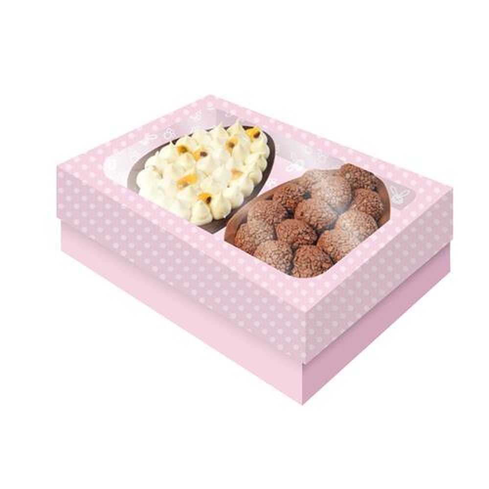 Caixa 2 Ovos Tampa Com Visor M Petit Poa Rosa