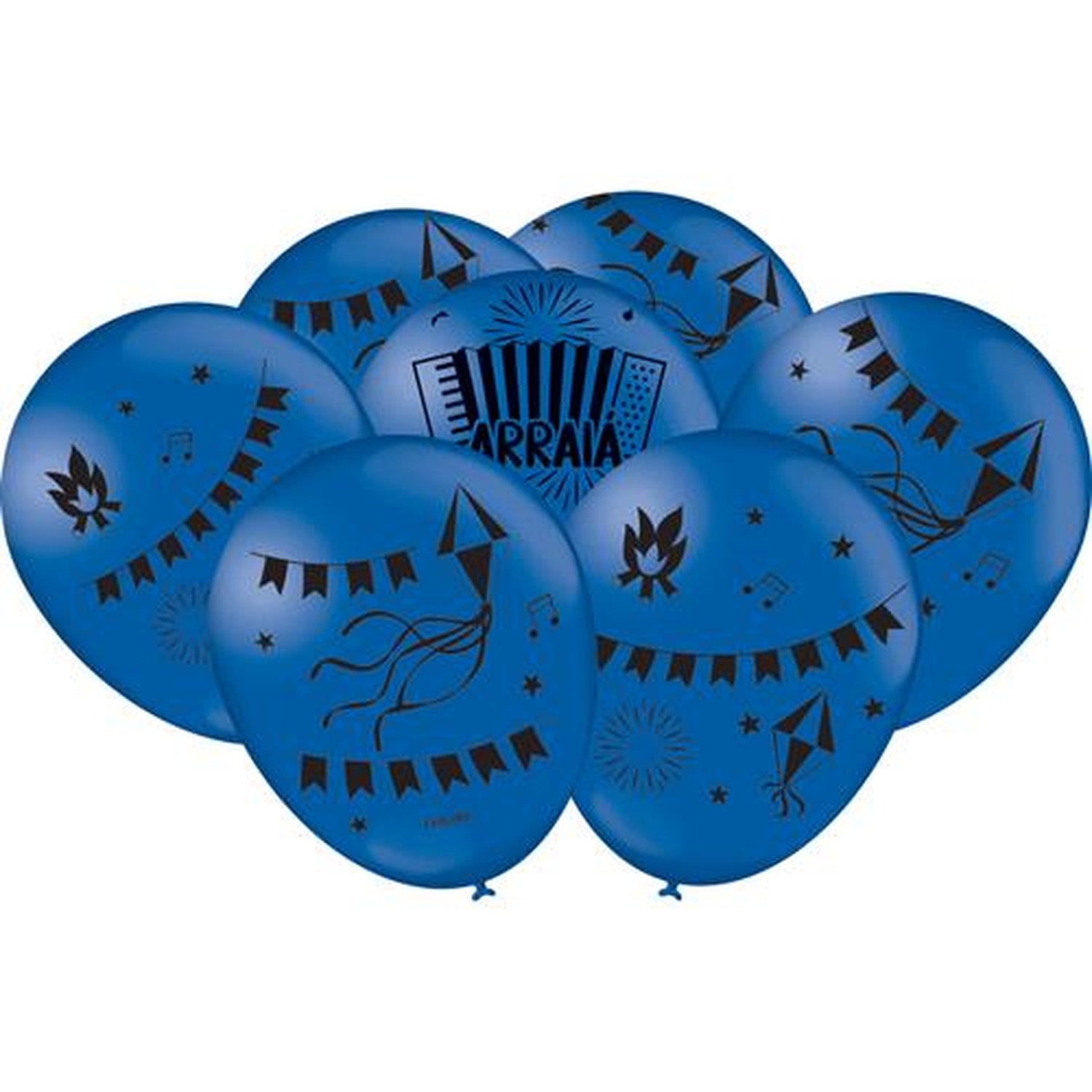 Balao Azul Escuro Festa Junina Divertida - Embalagem com 25 unidades.