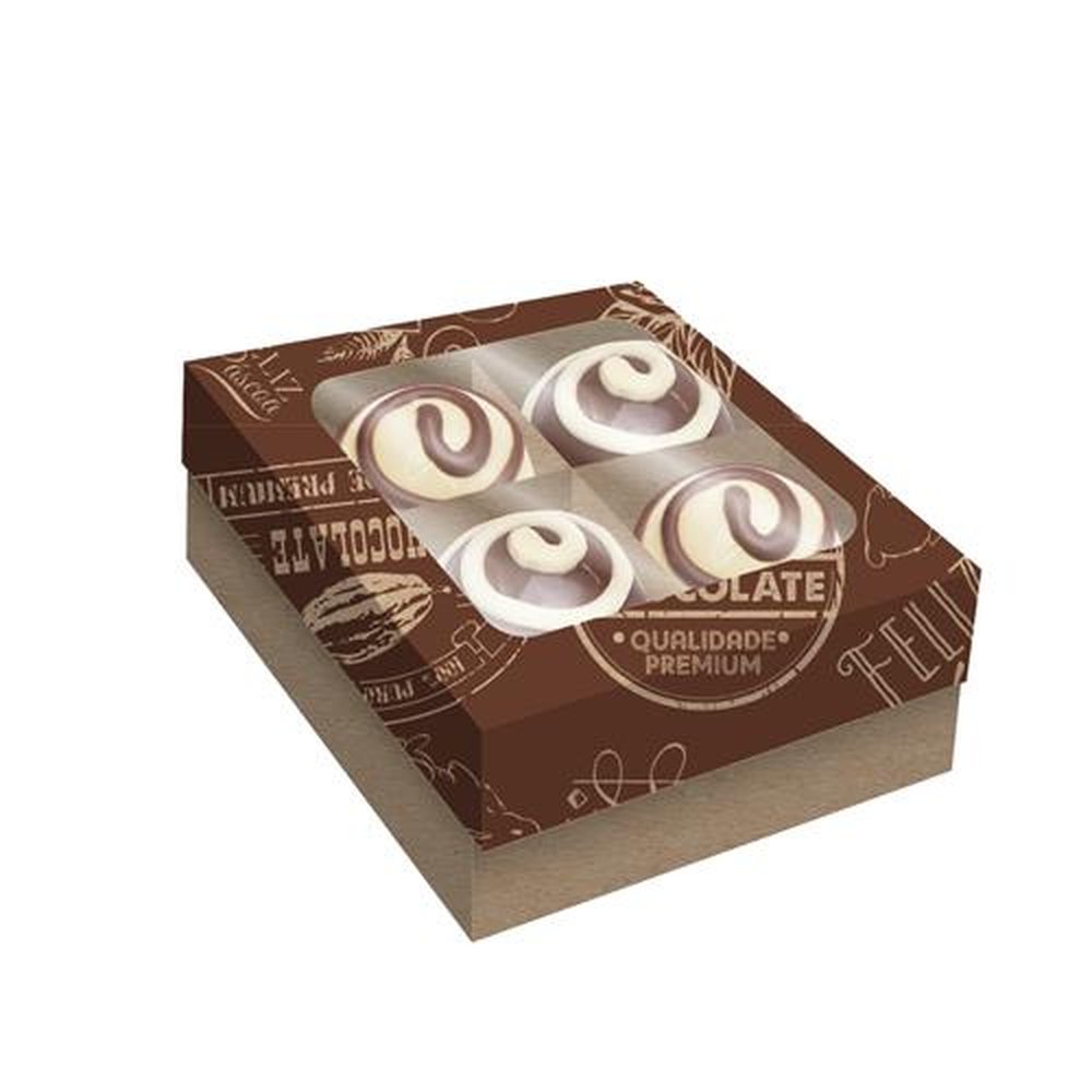 Caixa 4 Bombons Kraft Cacau
