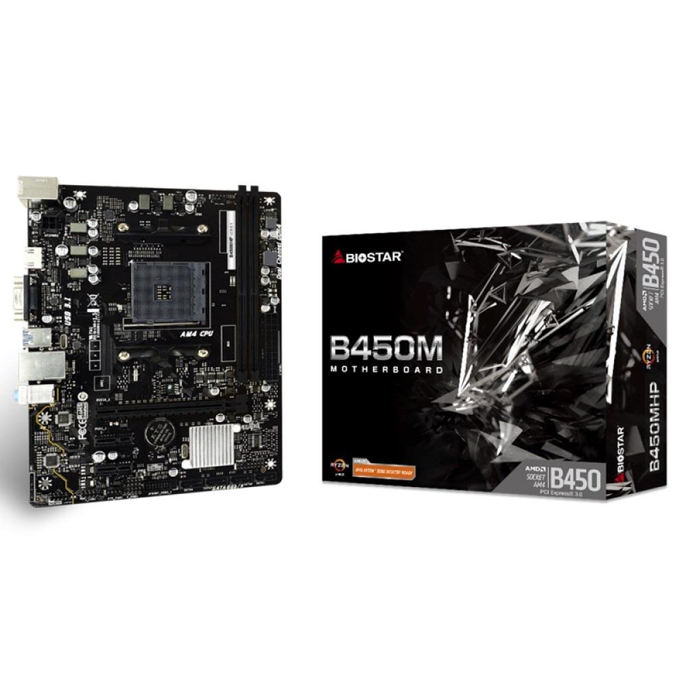Placa Mãe Biostar B450mhp Chipset B450 Amd Am4 Ddr4