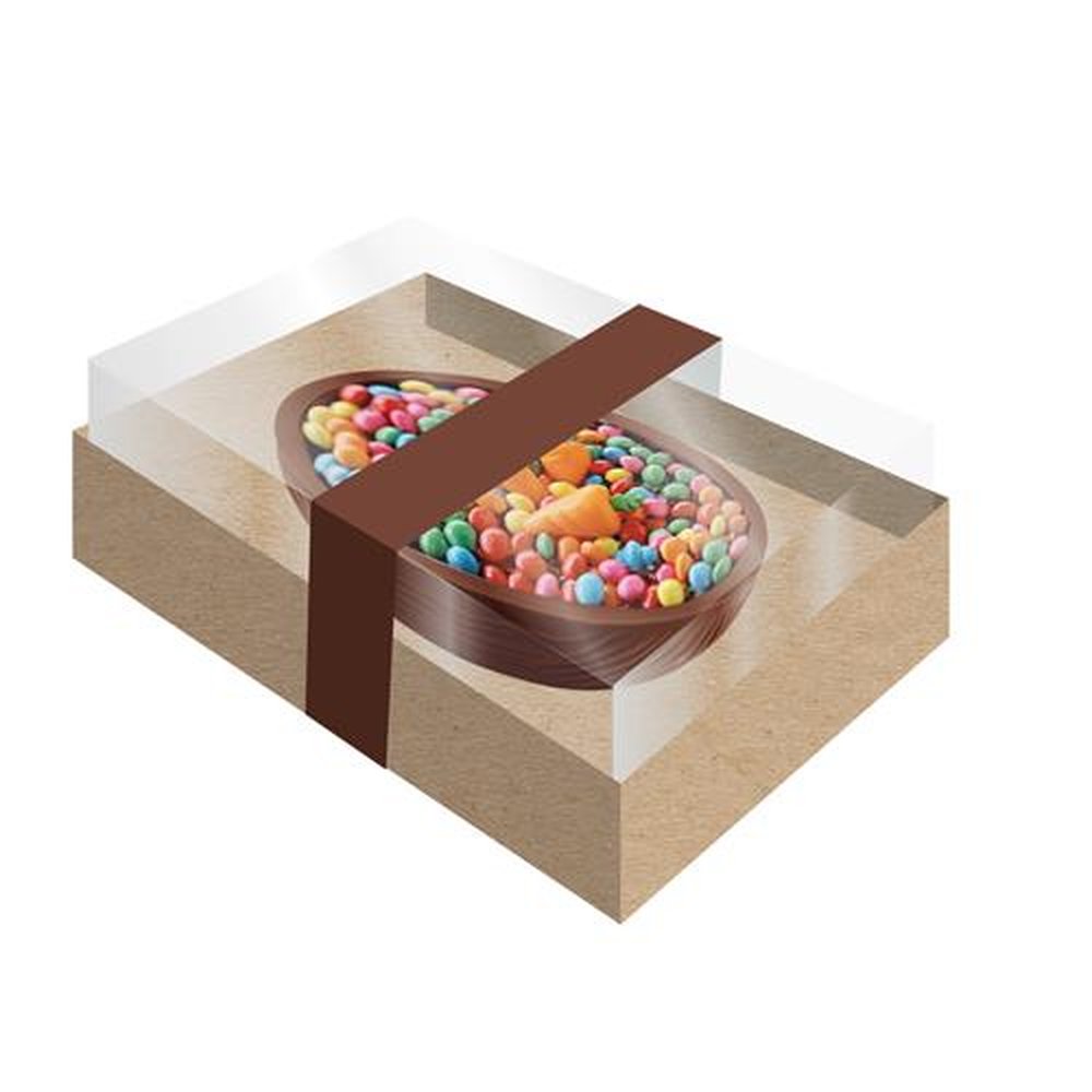 Caixa Ovo Tampa Transparente M Kraft Liso