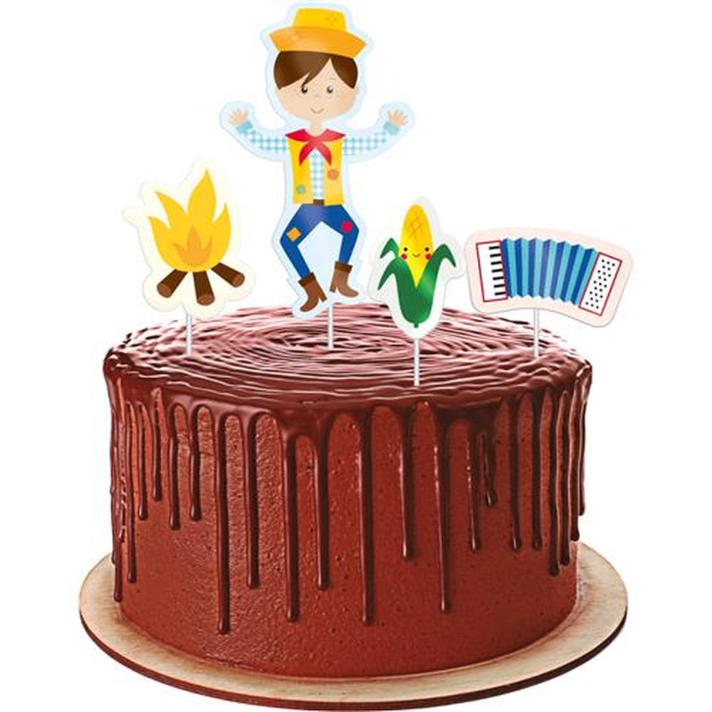 Topper Para Bolo Menino Festa Junina Divertida