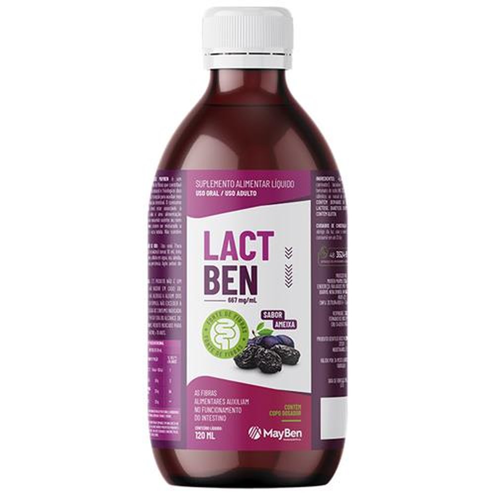 Lactben 667mg/ml com 120ml Sabor Ameixa Lactulose Mayben