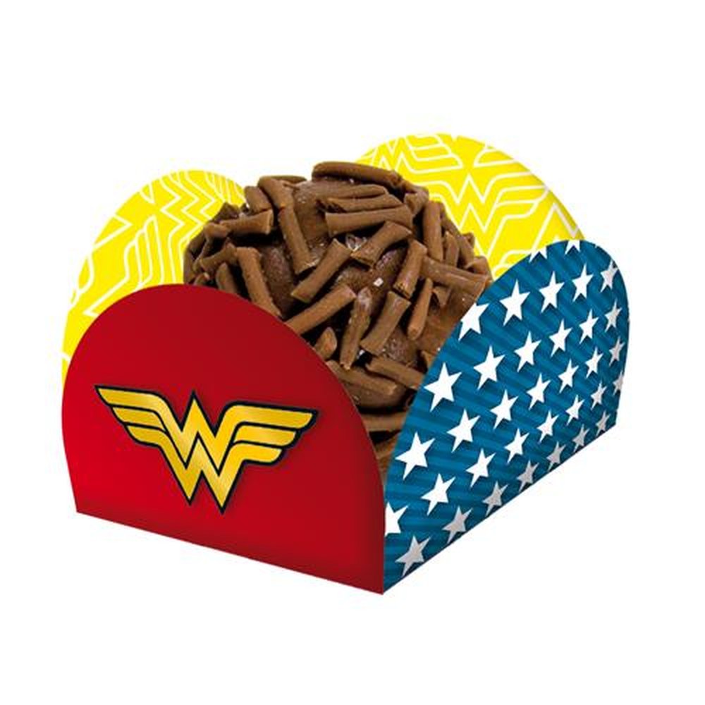 Porta Forminha Mulher Maravilha - Embalagem com 40 unidades.