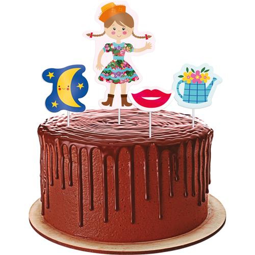 Topper Para Bolo Menina Festa Junina Divertida