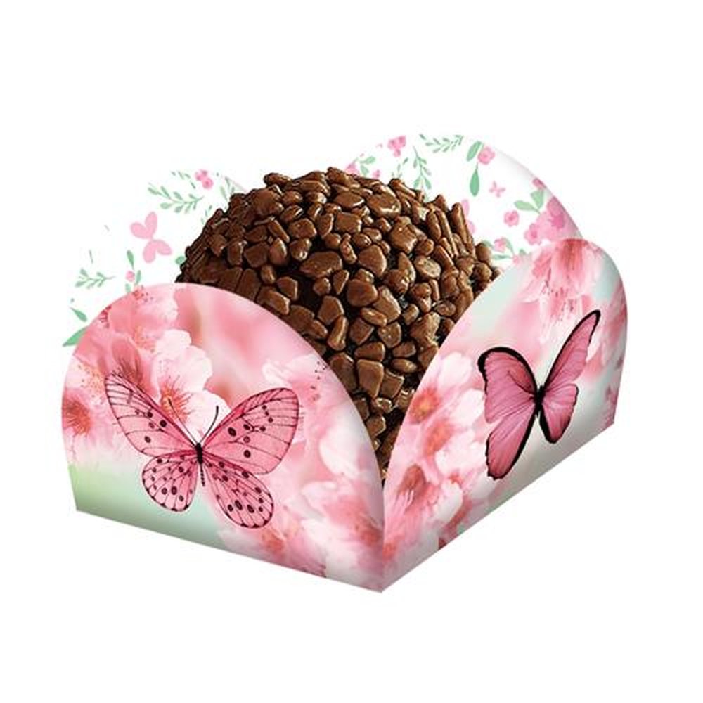 Porta Forminha Jardim Das Borboletas - Embalagem com 40 unidades.