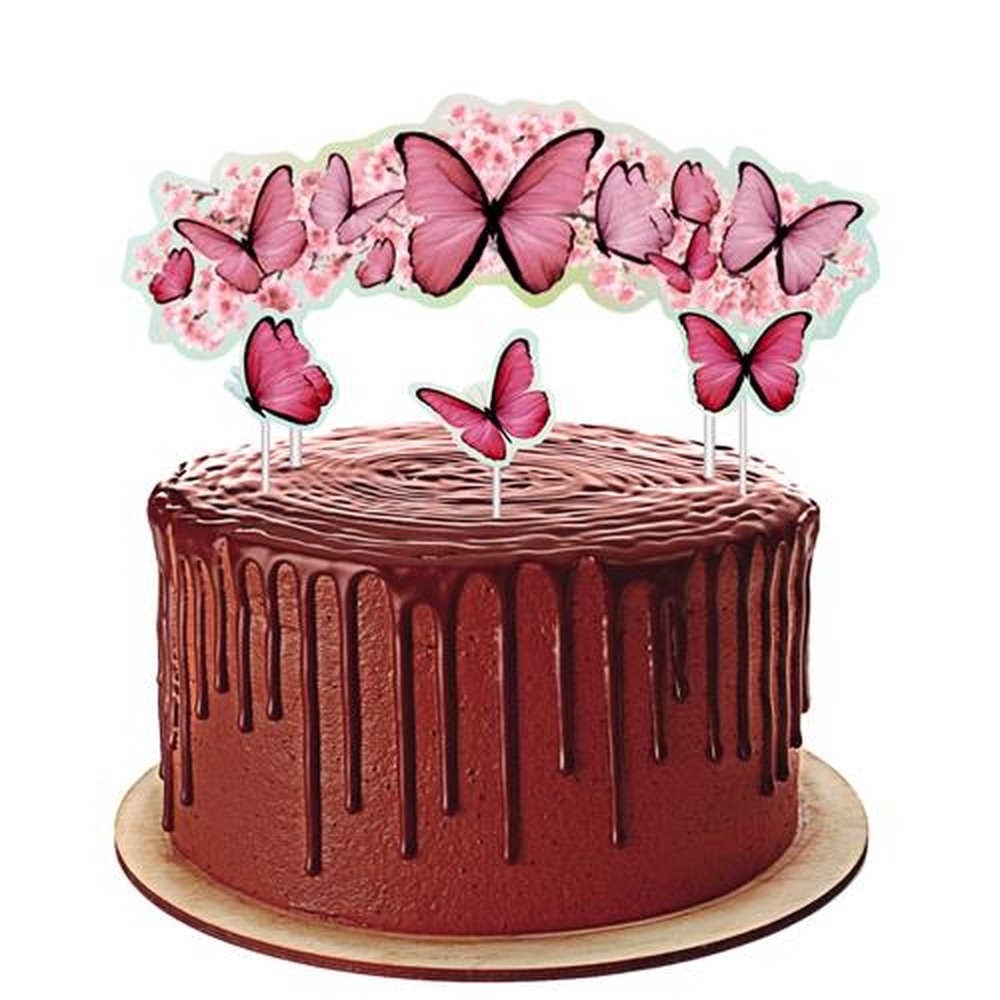 Topper Para Bolo Jardim Das Borboletas