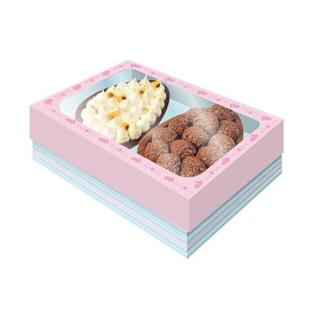 Caixa 2 Ovos Tampa Com Visor M Candy Rosa