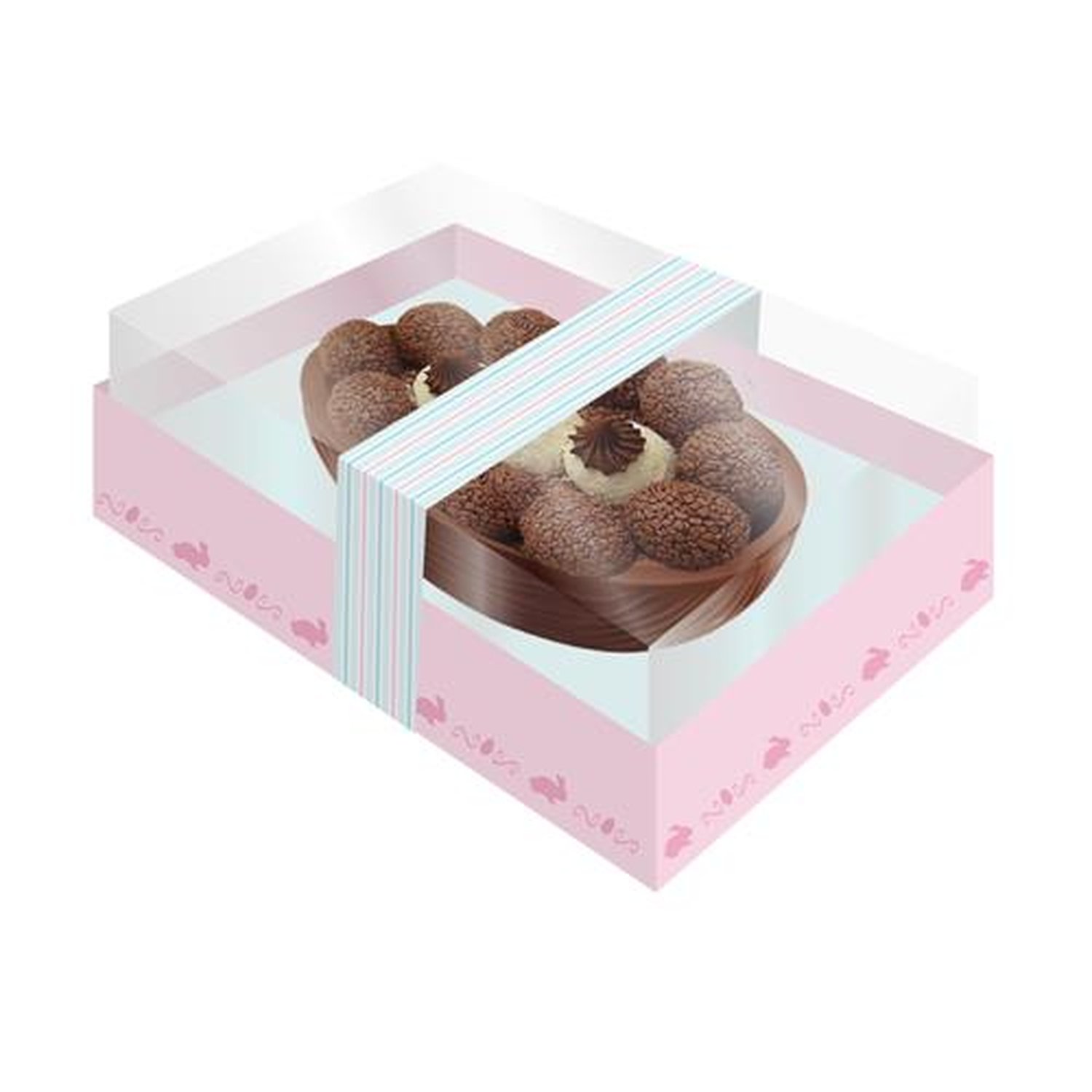 Caixa Ovo Tampa Transparente P Candy Rosa